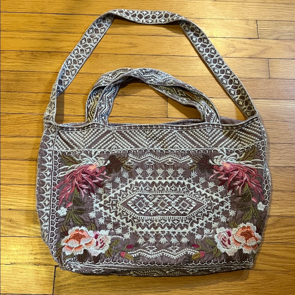 Free People Johnny Was Embroidered Floral Velvet Bag - Picture 4 of 4